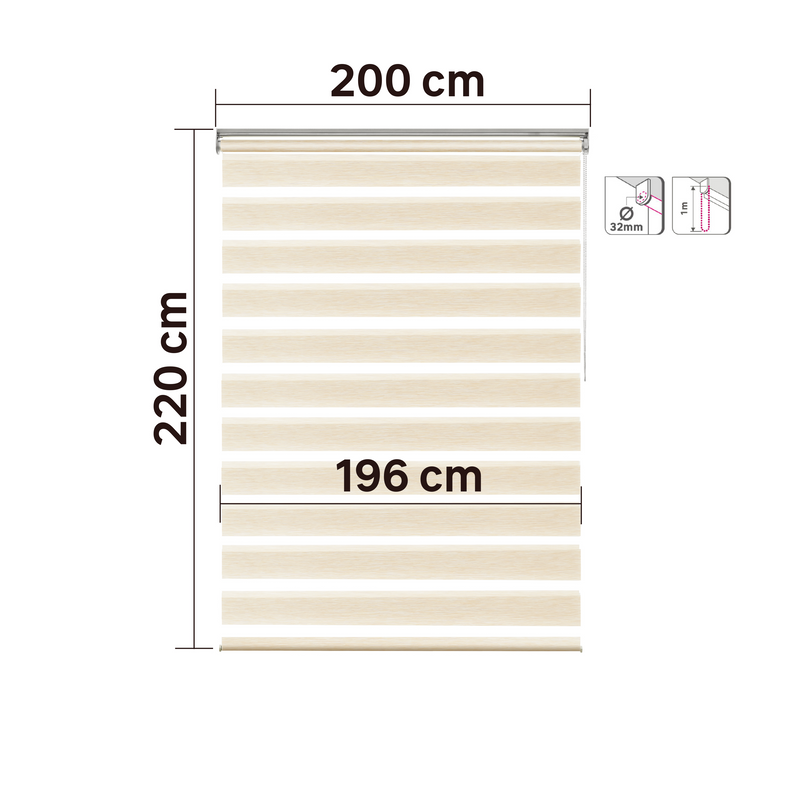 Persiana Roller Enrollable Eclipse BEIGE DUAL 200X220CM INSPIRE (Calidad Profesional)