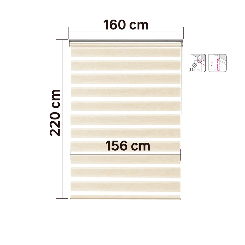 Persiana Roller Enrollable Eclipse BEIGE DUAL 160X220CM INSPIRE (Calidad Profesional)