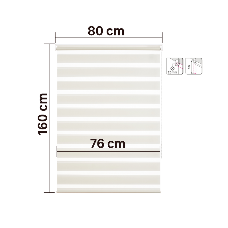 Persiana Roller Enrollable Eclipse Dual BLANCO LUMINA 80X160CM INSPIRE