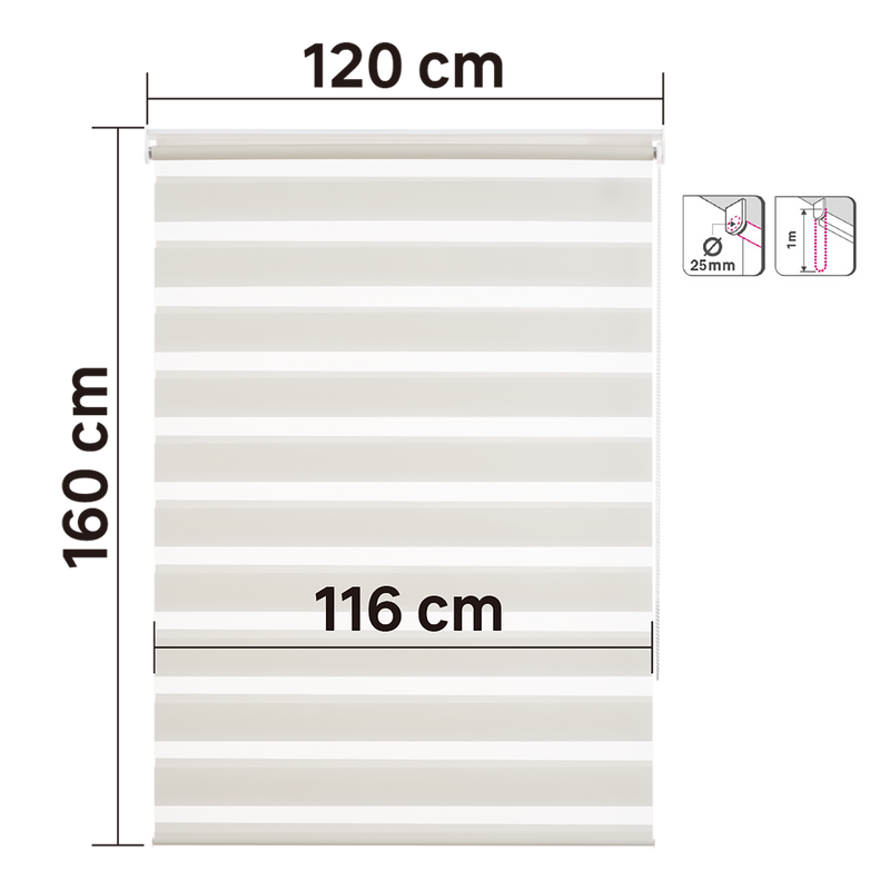 Persiana Roller Enrollable Eclipse Dual BLANCO LUMINA 120X160CM INSPIRE