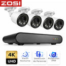 Cámaras de Videovigilancia IP  PoE 4MP con NVR 8 Canales(Set de 4). Sistema de Seguridad con Detección Humana y Vehículos, Visión Nocturna IR 20m. IP66（La cámara IP es de 4 megapíxeles y el NVR admite