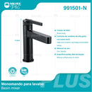 Llave De Lavamanos Individual. Color negro. Grifo Para lavabo. Pluma Agua Fría Y Caliente. Altura De 17.5Cm. Garantía de por vida.