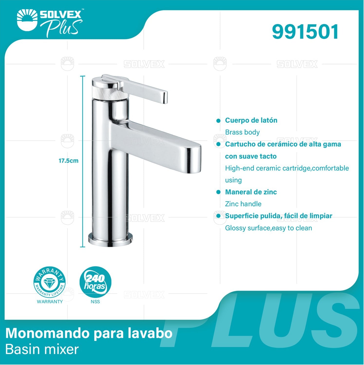 Llave De Lavamanos Individual. Color cromado. Grifo Para lavabo. Pluma Agua Fría Y Caliente. Altura De 17.5Cm. Garantía de por vida.