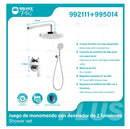 Ducha Para Empotrar. Juego De Mezcladora Monomando Con Regadera Redonda De 10”. Brazo A Pared De 50 cm. Garantía De Por Vida.