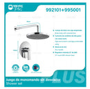 Grifo para Baño De Pared. Incluye Ducha Teléfono De 3 Funciones y Manguera Flexible. Llave pluma Color Cromado. Garantía De Por Vida.