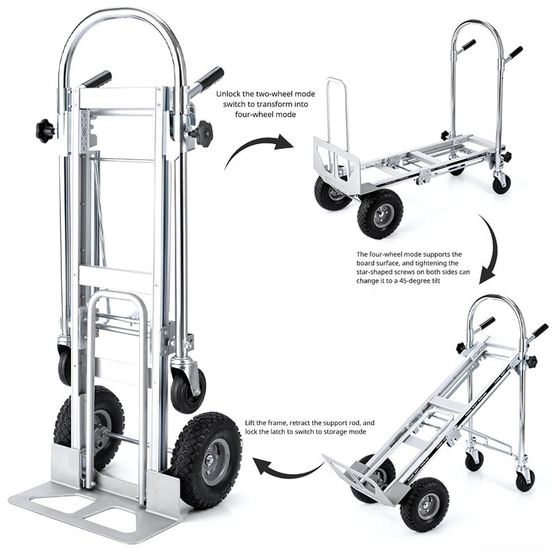 Carretilla de Carga Plegable 3 en 1 – Vertical, Plataforma y Carro Inclinado. Trolley con ruedas convertible. Carretón.