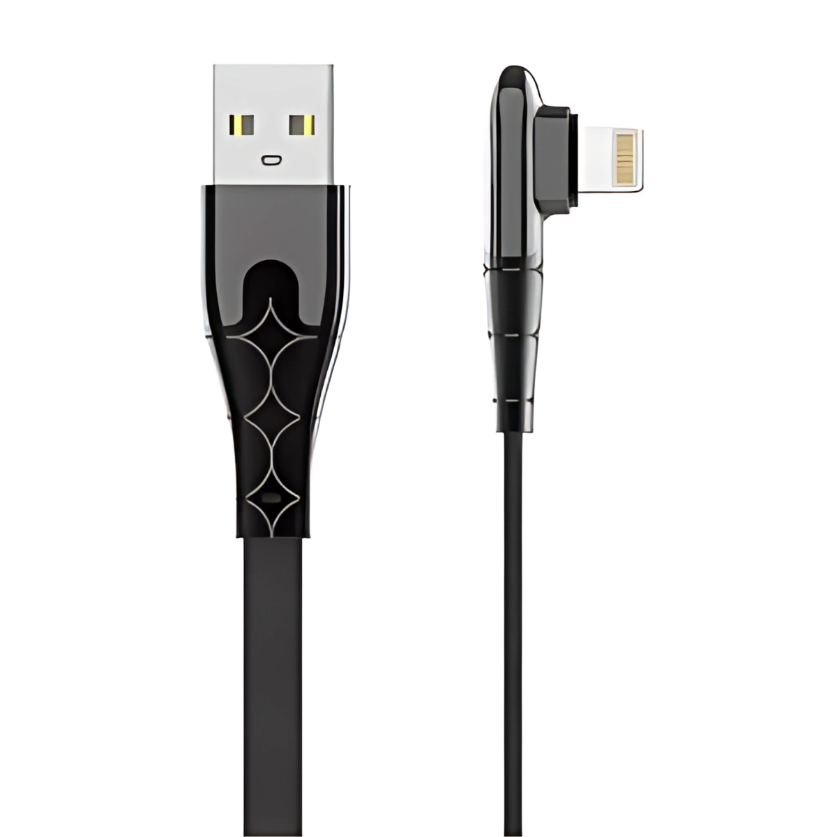 Cable USB a Lightning con Conector Angular 90 Grados. Longitud de 2 Metros, Carga Rápida 2.4A compatible con Apple.