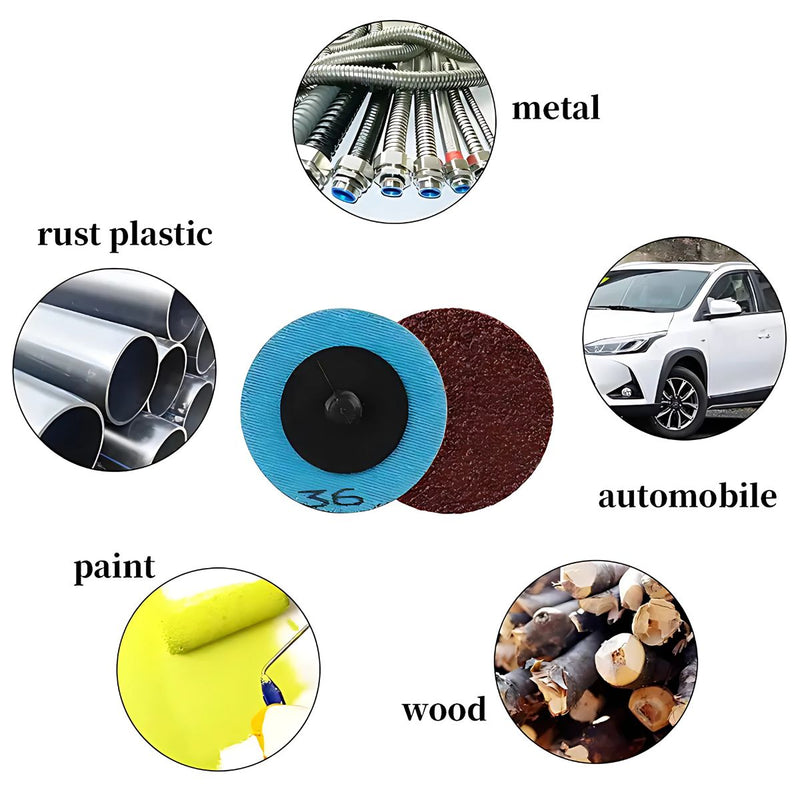 Discos Abrasivos 2” con Mandril 1/4” (Set de 60 piezas). Lijas de Grano 36 a 240 para Taladro. Discos Flap.