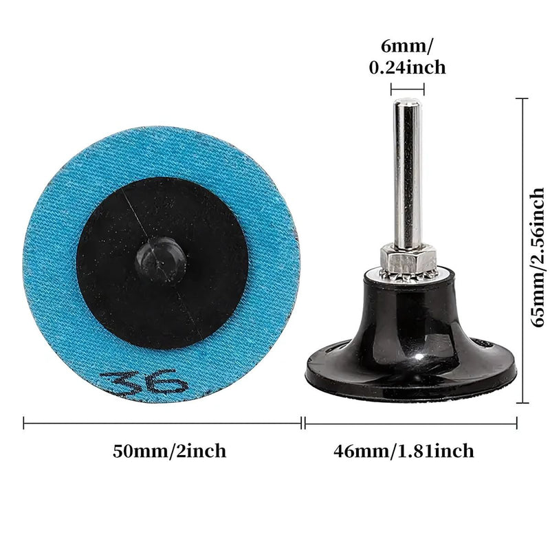 Discos Abrasivos 2” con Mandril 1/4” (Set de 60 piezas). Lijas de Grano 36 a 240 para Taladro. Discos Flap.