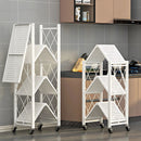 Estante Organizador con Ruedas (Color Blanco). Repisas para Almacenamiento Plegable con 5 Niveles. 160 x 71 x 38cm.