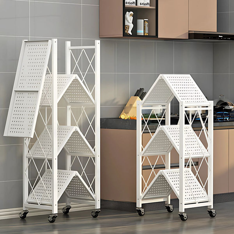 Estante Organizador con Ruedas (Color Blanco). Repisas para Almacenamiento Plegable con 5 Niveles. 160 x 71 x 38cm.