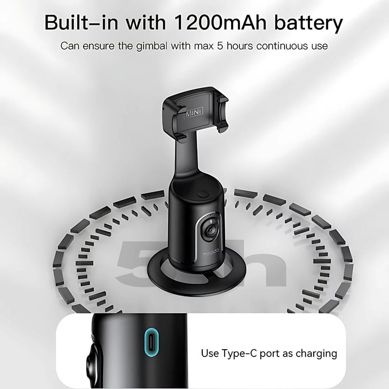 Trípode Inteligente con Seguimiento Facial 360°. Auto Rotación y Control por Gestos. Ideal para vlogs o videollamadas. Para celular