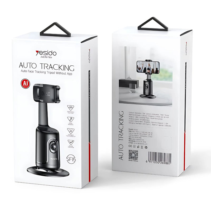 Trípode Inteligente con Seguimiento Facial 360°. Auto Rotación y Control por Gestos. Ideal para vlogs o videollamadas. Para celular