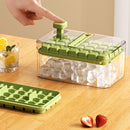 Bandeja para cubitos de hielo con tapa y contenedor. Moldes apilables para hielo. Color verde.