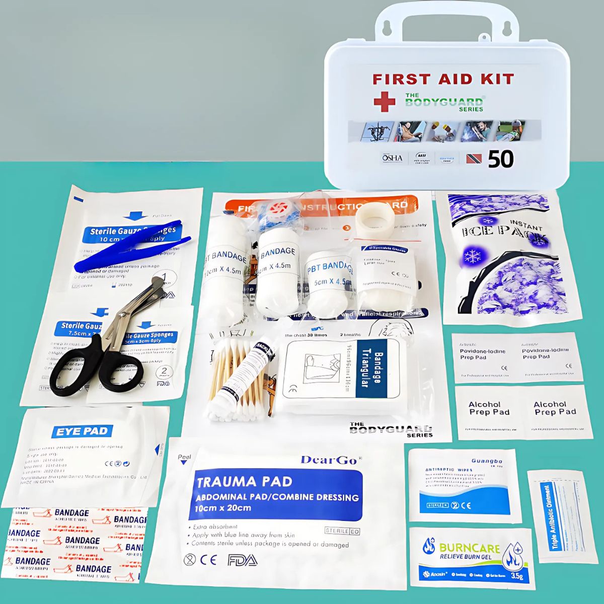 Botiquín De Primeros Auxilios. Caja de suministros para emergencias. Kit para colgar en pared.