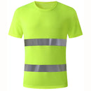 Camisas Suéter Amarillo Fosforescente de seguridad. (Talla L) Con rayas reflectivas. Manga corta.