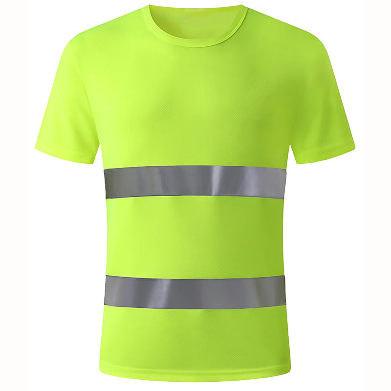 Camisas Suéter Amarillo Fosforescente de seguridad. (Talla XXL) Con rayas reflectivas. Manga corta.