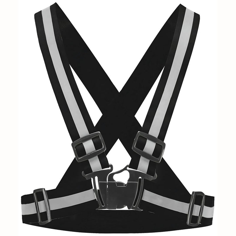 Arnés reflectivo. Chaleco de seguridad ajustable. Color negro.