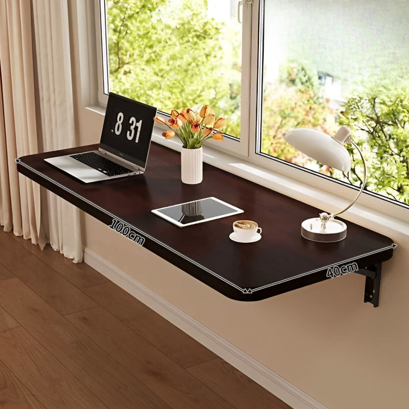 Mesa De Pared Plegable. 100Cm X 40Cm Color Chocolate. Escritorio Plegable Montado En Pared. Mesón Flotante. Repisa.