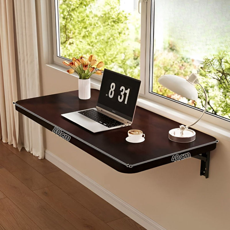 Mesa De Pared Plegable. 80Cm X 40Cm Color Chocolate. Escritorio Plegable Montado En Pared. Mesón Flotante. Repisa.