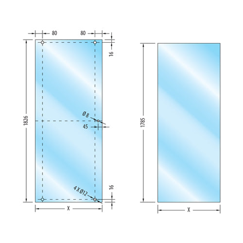 Puerta de baño Aqua Negra 90° 1500x1500x1850mm (NO INCLUYE VIDRIO SOLO HERRAJES Y PERFIL)