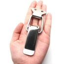 Cerradura de palanca con resorte. Largo 136mm, Ancho 40mm Acero Inox (1 Und).