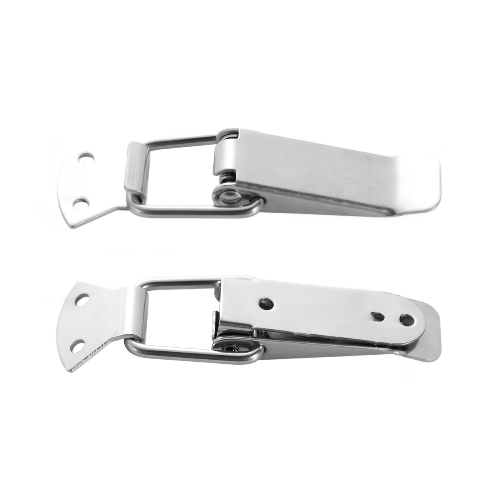 Cerradura de palanca con resorte. Largo 136mm, Ancho 40mm Acero Inox (1 Und).