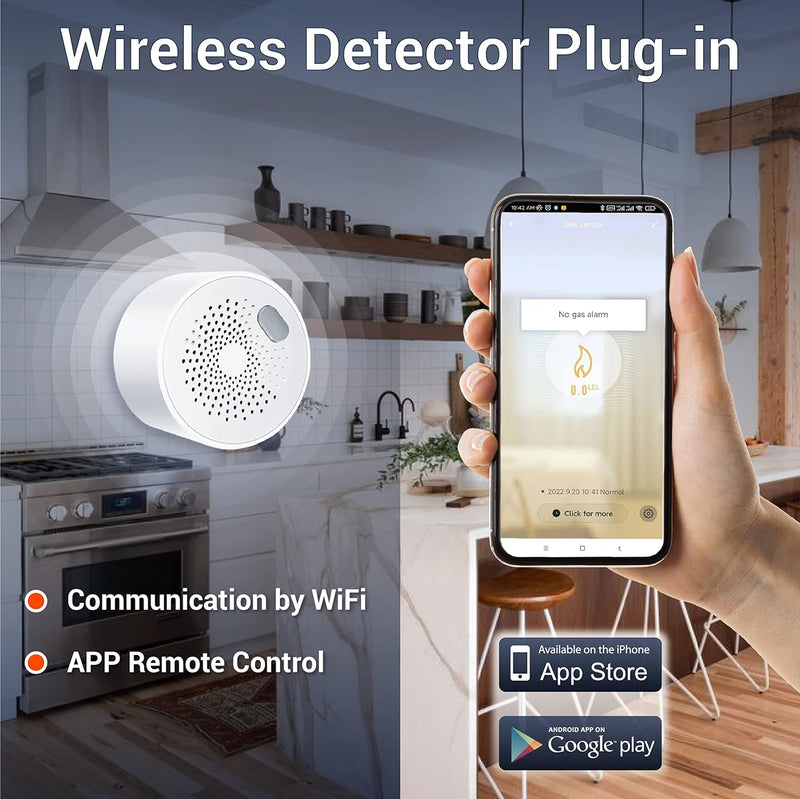 Alarma detector de fugas de gas de enchufe, uso por WiFi