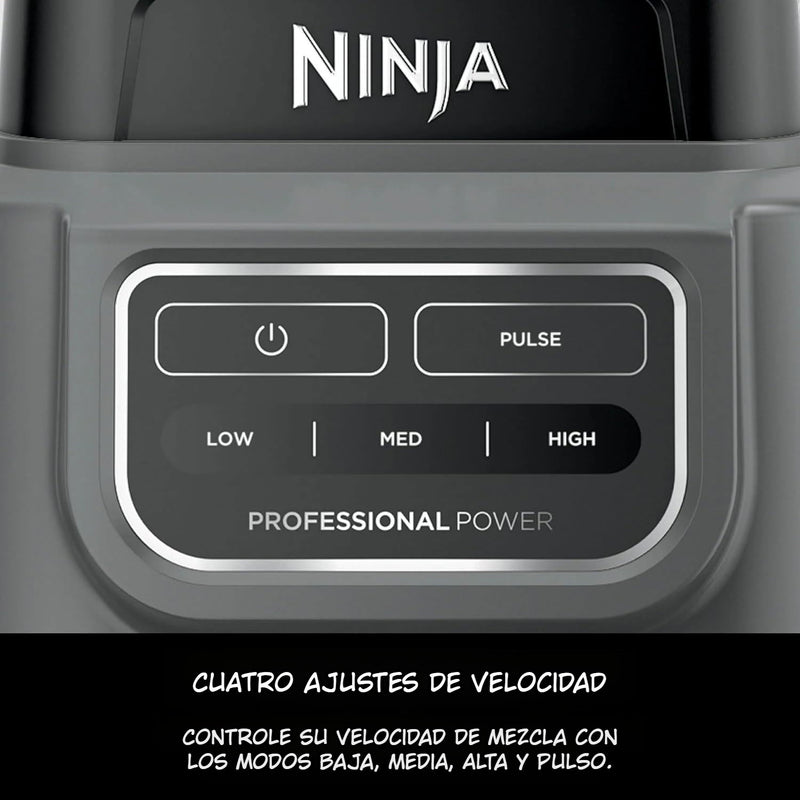 Licuadora Ninja Classic. Batidora BE200 de 1000 W. Baja, media, alta velocidad, jarra de 72 onzas, cuchillas de trituración total.