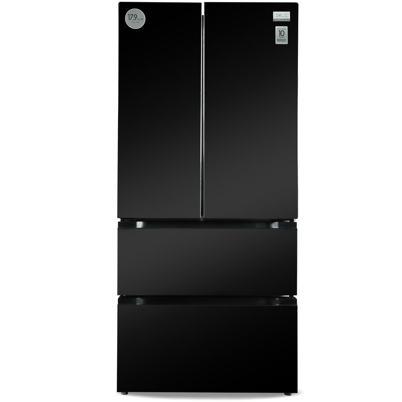 Refrigeradora inverter 18 pies cúbicos. 4 puertas de espejo negro