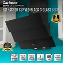 Campana Extractora 60 cm  Vidrio Negro Curvo 3 Paneles, Motor 500 m³/h, 110V