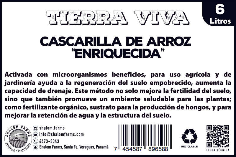 Cascarilla de Arroz Enriquecida “Activada con microorganismos de montaña “6 litros