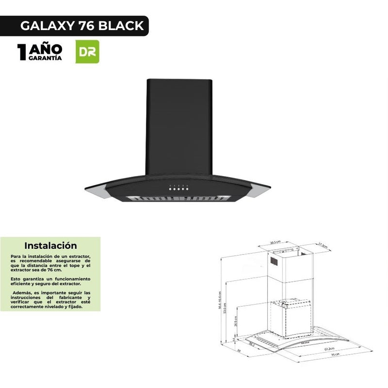 Extractor de grasa Galaxy 76. Color negro mate.