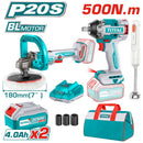 Combo Total 20V Llave de impacto 1/2" 500	Nm. Pulidora 2300rpm. Batidora de mano 60W Inalámbrica. POCAS UNIDADES