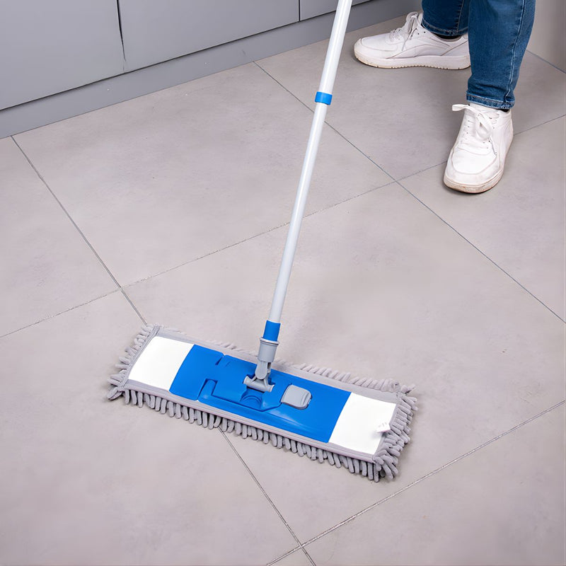 Lampazo Mopa Plana (40cm) con Mango Telescópico 73–130cm. Trapeador de Microfibra para Pisos.