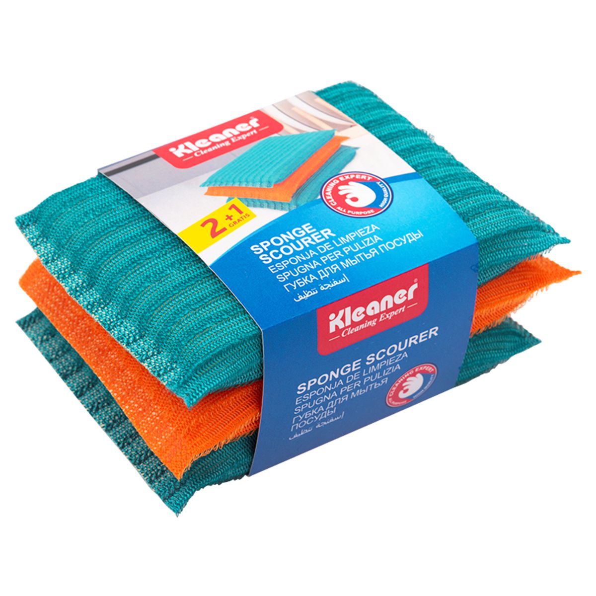 Esponjas para Fregar con Fibra Abrasiva. Pack de 3 Unidades (12.5×9cm). Colores variados.