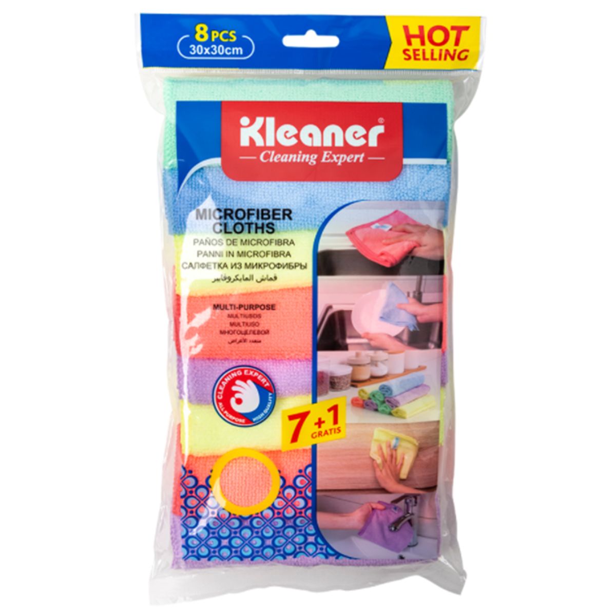 Paños de Microfibra Multiuso (30×30cm). Set de 8 trapos para Limpieza.