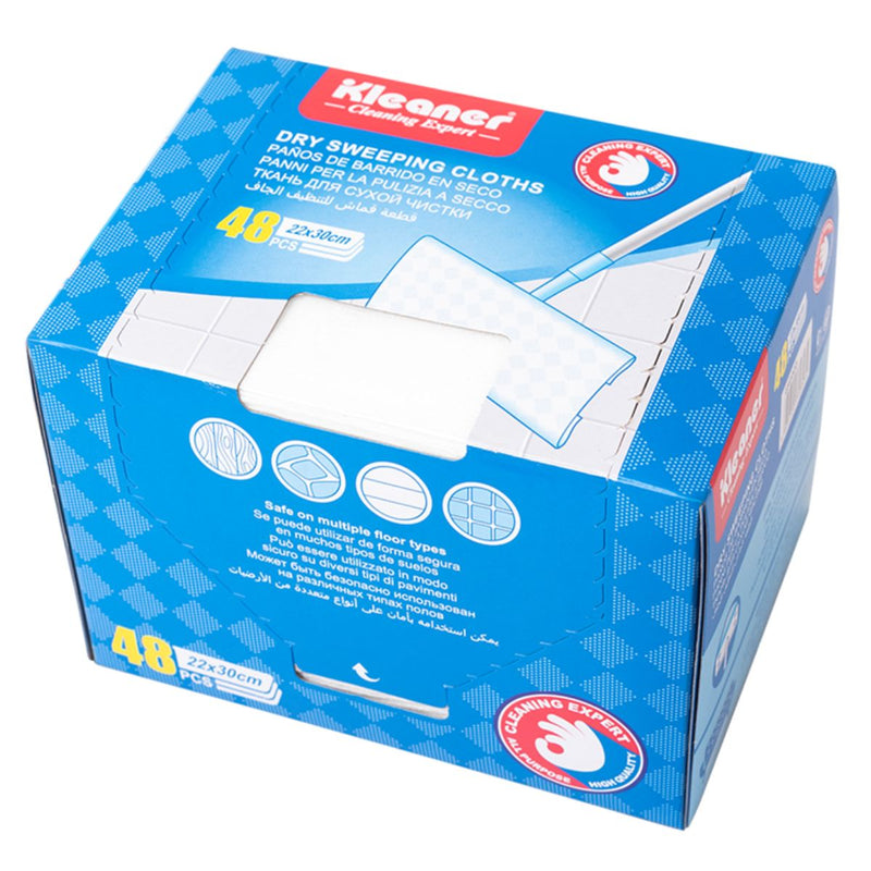 Paños de Barrido en Seco Desechables (48 Unidades) 22×30 cm. Trapos Desechables para Mopa o Trapeador Plano.