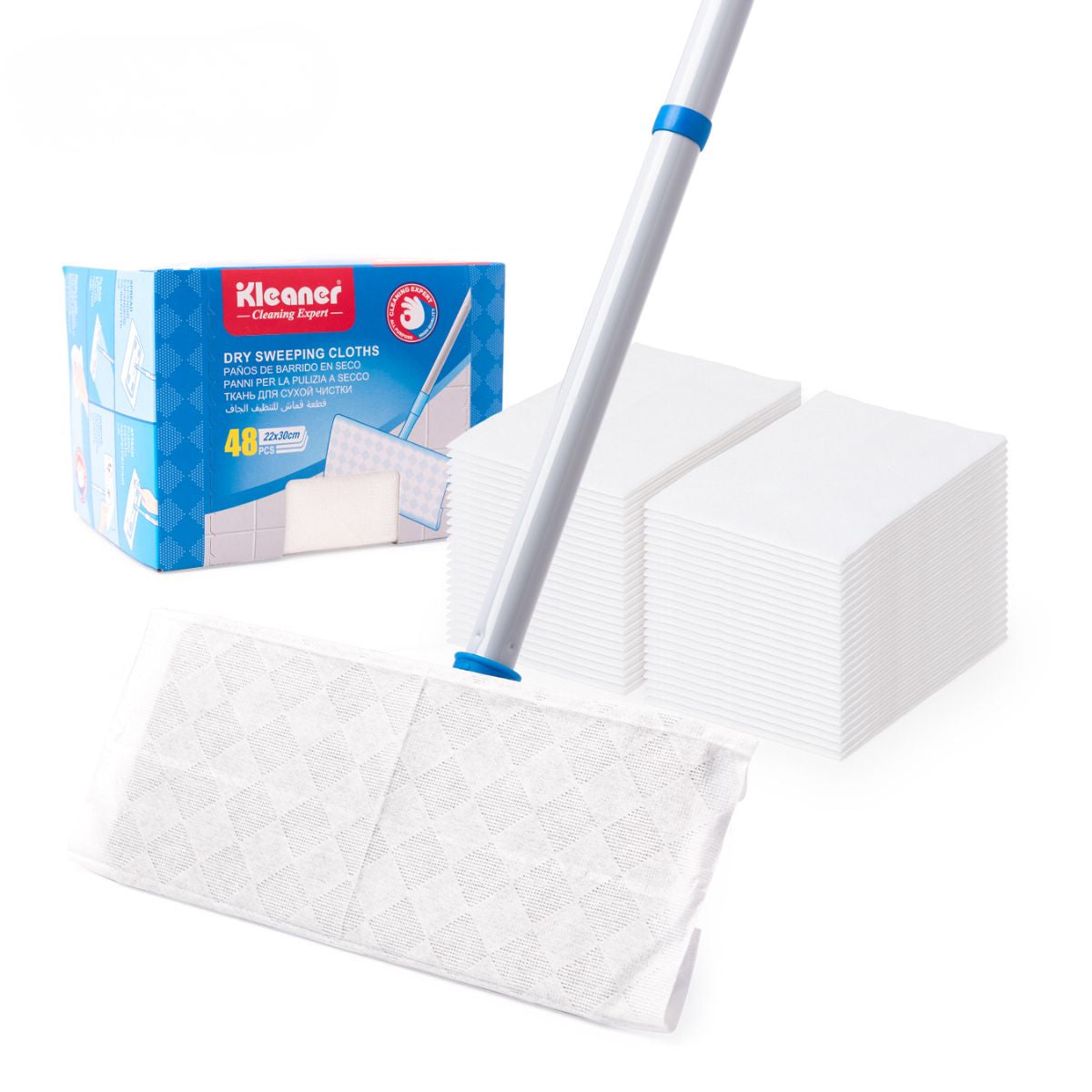 Paños de Barrido en Seco Desechables (48 Unidades) 22×30 cm. Trapos Desechables para Mopa o Trapeador Plano.