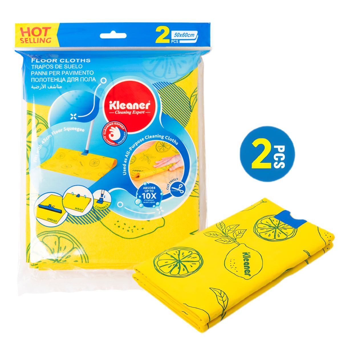 Paños Trapeadores para Piso 50x60cm (Pack de 2 Unidades). Trapos Absorbentes Multiuso para Limpieza de Suelos. Mop Pads Reutilizables.