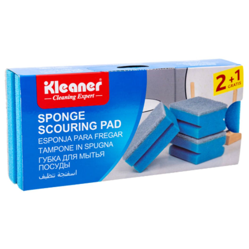 Esponjas para Fregar con Fibra Abrasiva (9.3×7×4.2cm). Pack de 3 Unidades.
