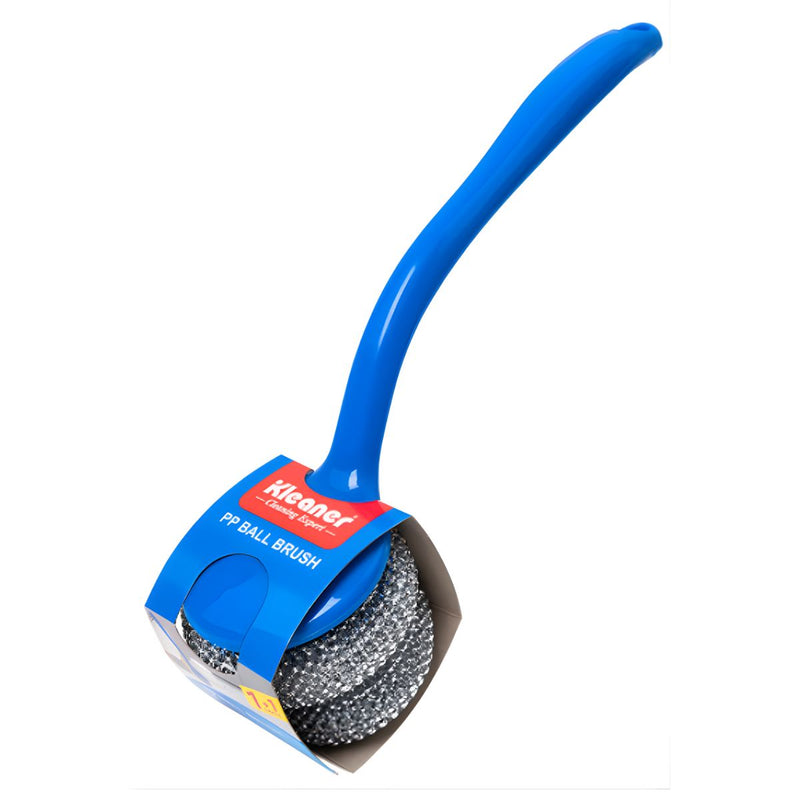 Brillo Fregar con mango largo (22.5cm). Estropajo de Acero con Asa. Fibra metálica.