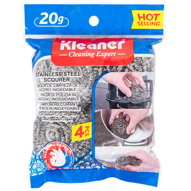 Brillo para Fregar (20g). Pack de 4 unidades. Fibra Metálica de Acero Inoxidable.