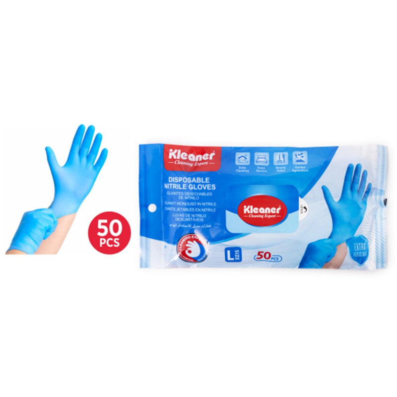 Guantes Desechables de Nitrilo (25 Pares) Talla L. Color azul.