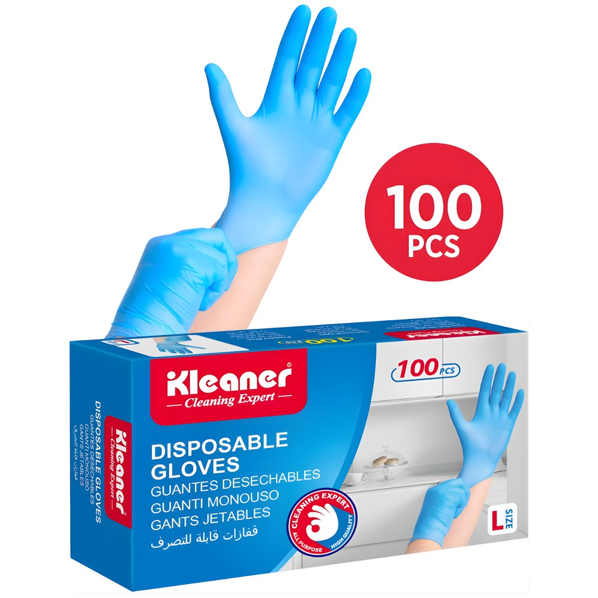 Guantes Desechables de Nitrilo (50 Pares) Talla L. Color azul.