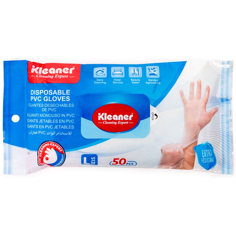 Guantes Desechables transparentes de PVC (25 Pares) Talla L.