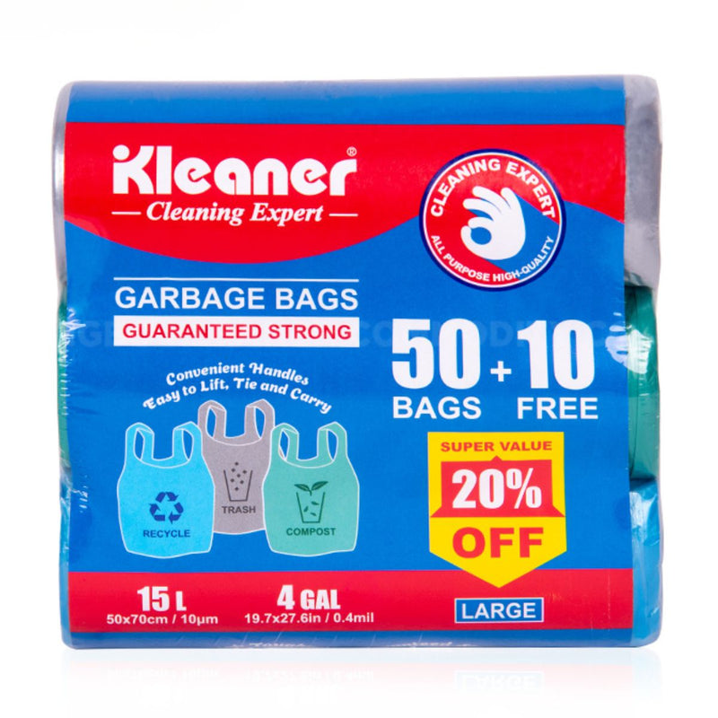 Bolsas De Basura De 15 Litros. (Pack De 60 Unidades) Bolsas De Residuo 50Cm x 70Cm. Cartuchos 4Gal.