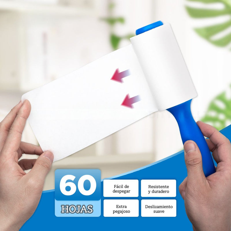 Rodillo Quitapelusas Adhesivo Reutilizable Para Ropa Y Superficies. 60 Hojas. Ancho 10cm. Removedor de pelusas.