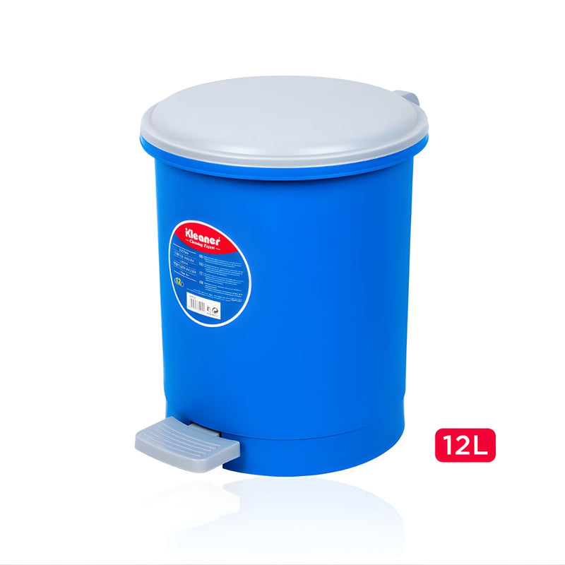 Bote de Basura con Pedal 12 Litros. Papelera Plástica Redonda con Tapa. Tinaco para desperdicios.