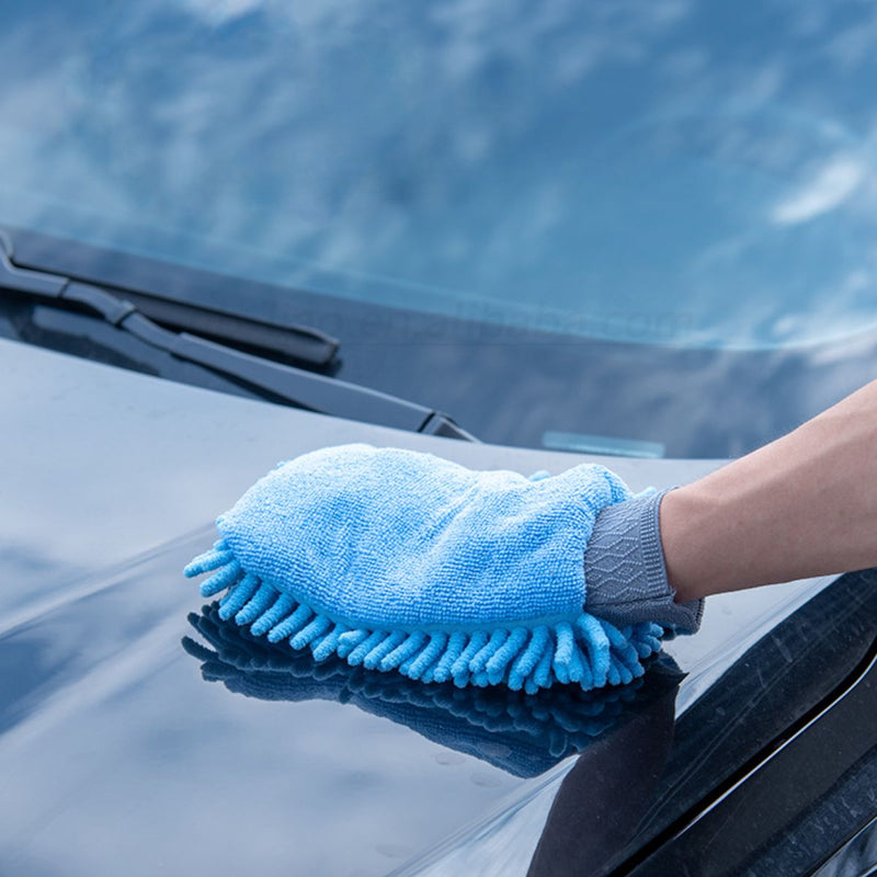 Guante de Microfibra Chenille 2 en 1 para Limpieza y Lavado de Autos (24×16cm).